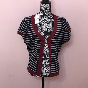 NWT Striped button down shirt with tulip sleeves